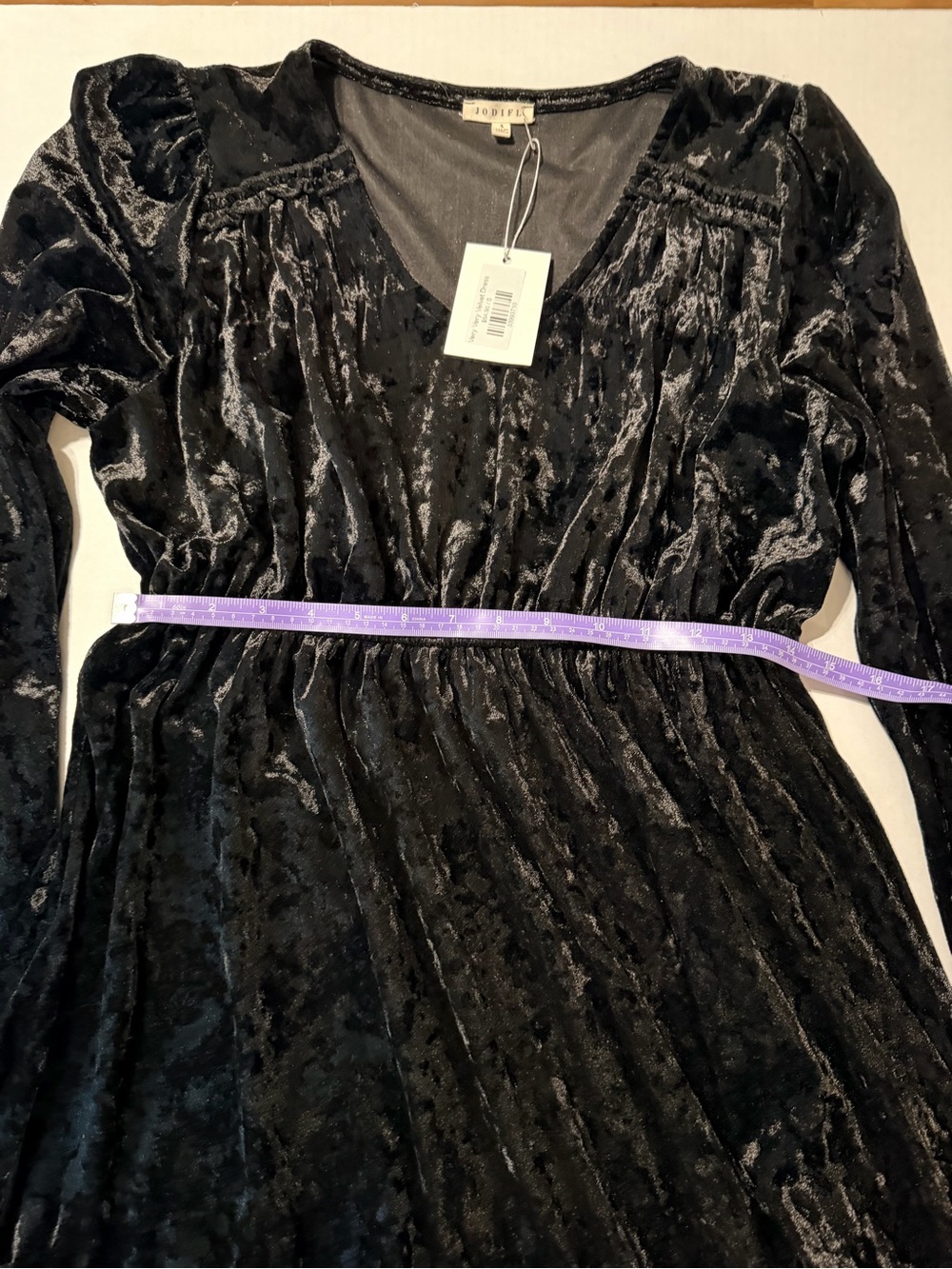 JODIFL Black Very Very Velvet Long Sleeve Dress Size S NWT - Picture 4 of 5